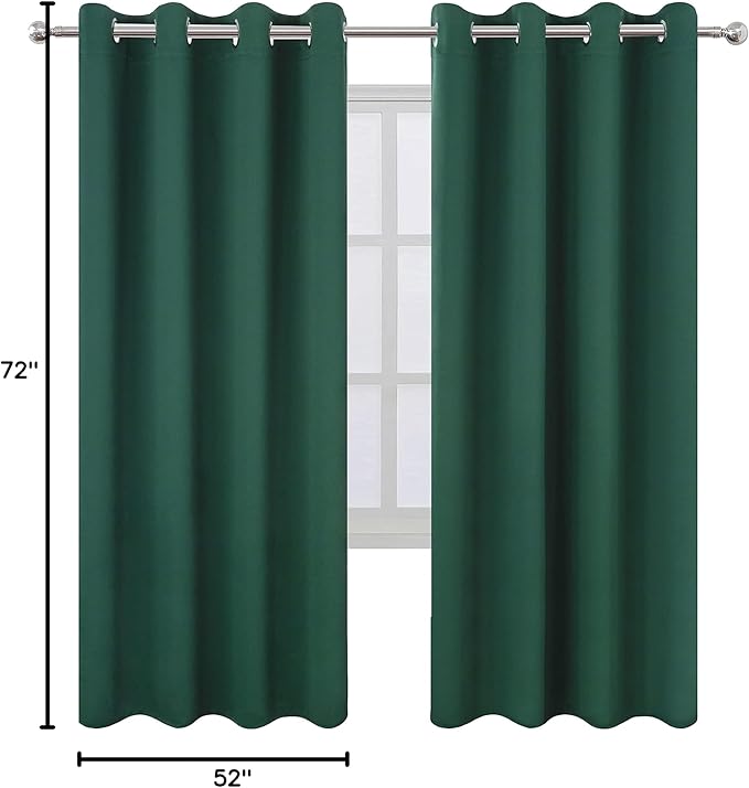 LEMOMO Dark Green Thermal Blackout Curtains/52 x 72 Inch/Set of 2 Panels Room - Image 10