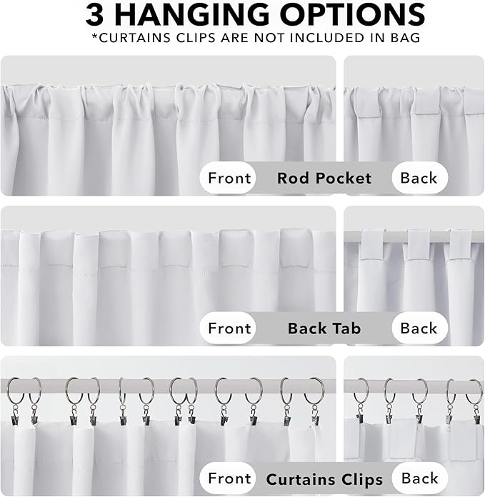 Deconovo Room Darkening Curtains Back Tab and Rod Pocket Curtains Thermal - Image 2