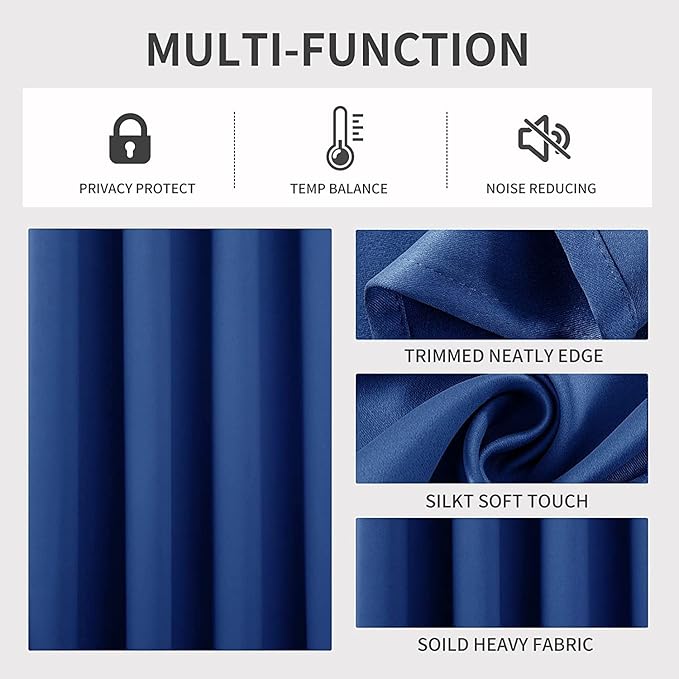 Joydeco Blackout Curtains 72 inches Long 2 Panels Set, Thermal Insulated Long - Image 3