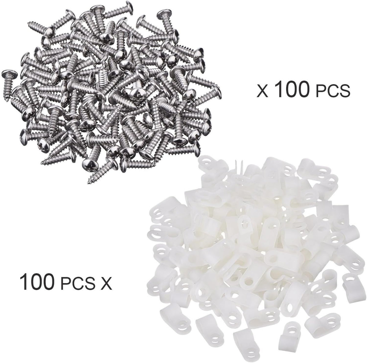 Hicarer 100 Pcs R-Type Cable Clips with Screws, 1/4" Wire Cord Organizer