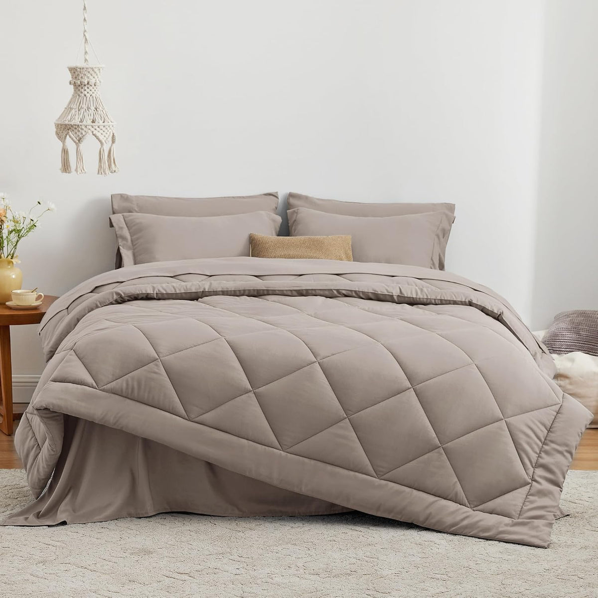 Love's cabin Full Comforter Set, 7 Pieces Bed in a Bag, Burlwood