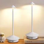 Modern Cordless Table Lamp Set of 2, White Portable LED Desk Lamps