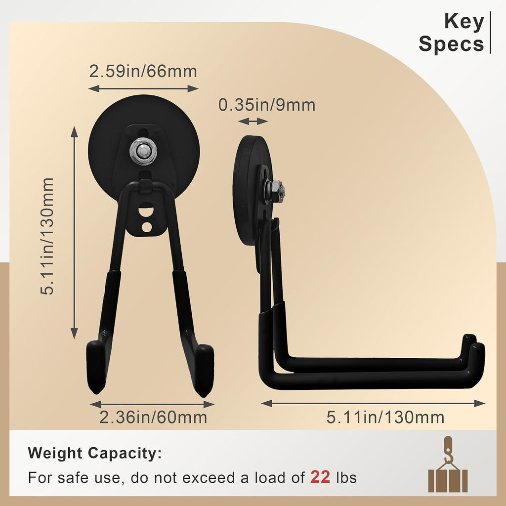Magnetic Hooks, Heavy Duty Strong Garage Hook (Black, M)