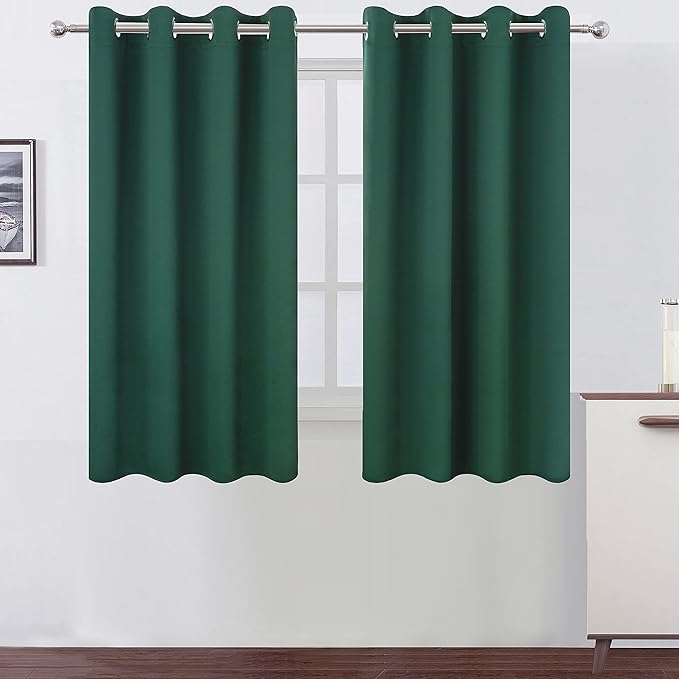 LEMOMO Dark Green Bedroom Blackout Curtains/52 x 54 Inch Long/Set of 2 Curtain by Lemomo