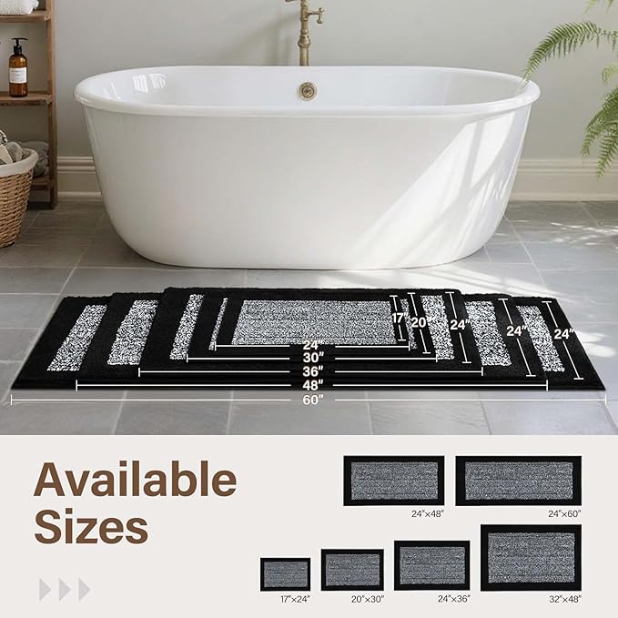 60x24 Long Bathroom Rugs Washable Non Slip, Soft Absorbent Quick Dry Mats - Image 6