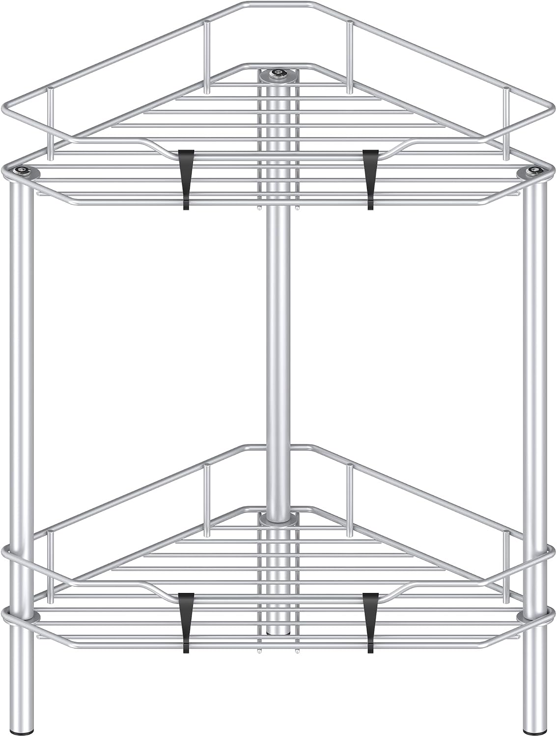 HuggieGems Metal Floor Standing Corner Shower Caddy, Gray, 4 Tier