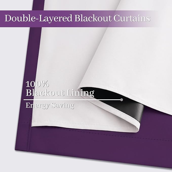 Yakamok Room Darkening 100% Blackout Curtains Grommet Window Treatments - Image 4