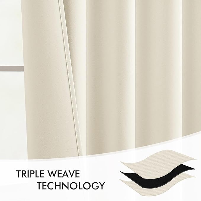 MIULEE Birch Back Tab Blackout Curtains 120 Inch Long 2 Panels Set - Image 7