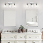 Modern Brushed Nickel 3 Light Bathroom Light Fixtures,19 inch Vanity Lights For Bathroom With Clear Glass, Bathroom Lighting Fixtures Over Mirror For Mirror Kitchen Living Room Hallway Cabinet Porch