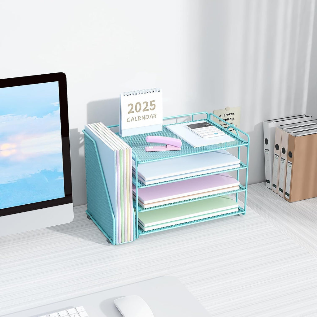 Spacrea 4-Tier Paper Organizer for Desk with File Organizer