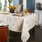 ColorBird Cotton Linen Floral Beige Rectangle Tablecloth Rustic Garden Natural Decorative Table Cover for Kitchen Dining Summer Picnic Indoor (Rectangle/Oblong, 55 x 102 Inch, Linen)