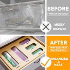 SpaceAid Bag Storage Organizer for Kitchen Drawer, Bamboo Organizer, Compatible with Gallon, Quart, Sandwich and Snack Variety Size Bag (1 Box 5 Slots)