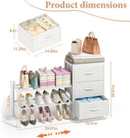 Cidaziya Expandable Closet Organizers and Storage, White Fabric Storage Dresser, 3 Drawer Dresser, Clothes Shelves for Kids, Purse Organizer Small Shoe Rack for Closet Bedroom Dorm(31.29~43.42 in)