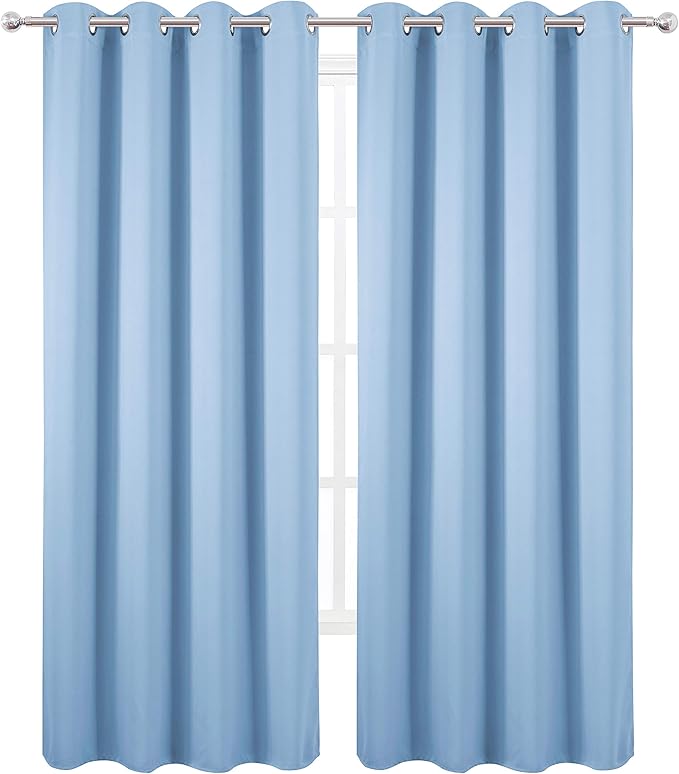LEMOMO Blackout Curtains 66 x 95 inch/Sky Blue Curtains Set of 2 Panels/Thermal - Image 2