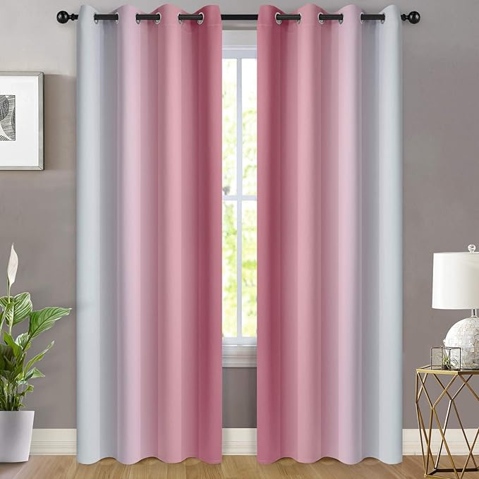 Yakamok Room Darkening Gradient Color Ombre Curtains 84 Inch Length, Thermal - Image 2