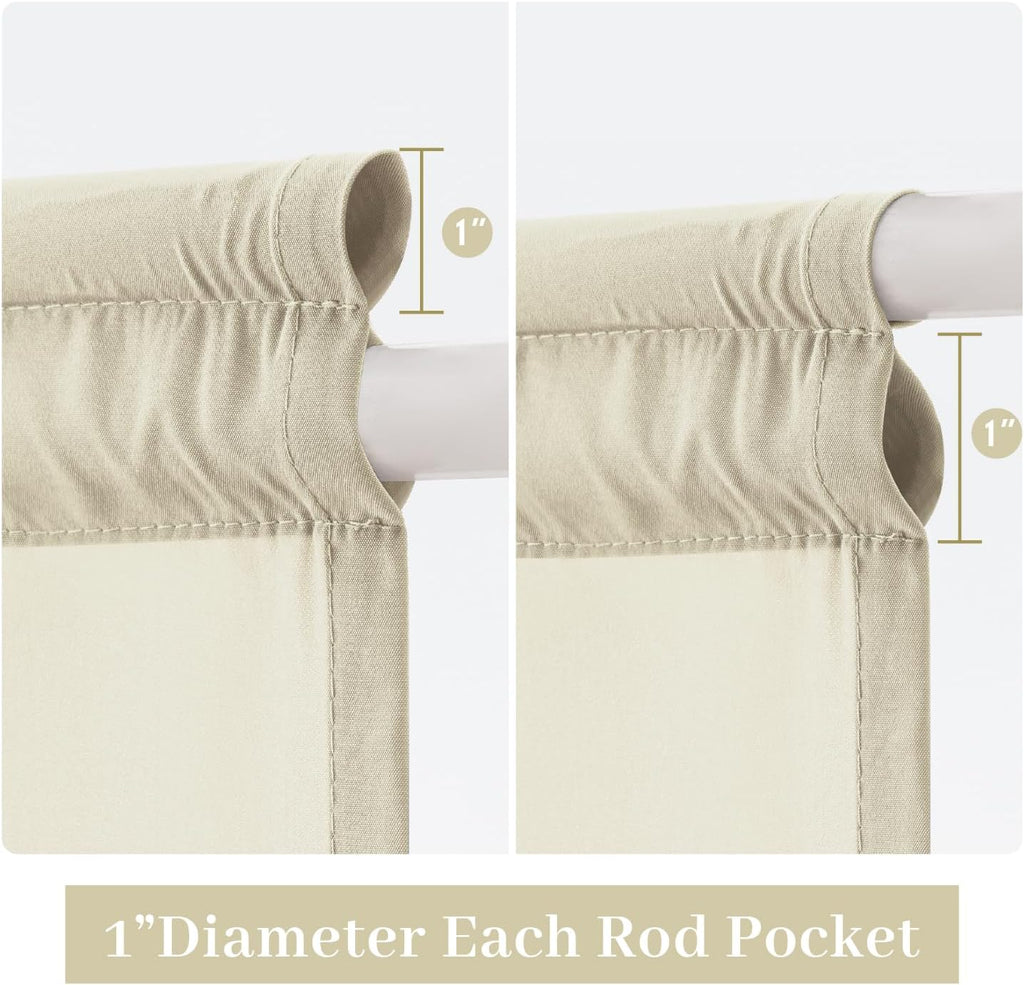 MIULEE Non-See-Through Ivory Sidelight Curtains 2 Panels 26 x 40 inches