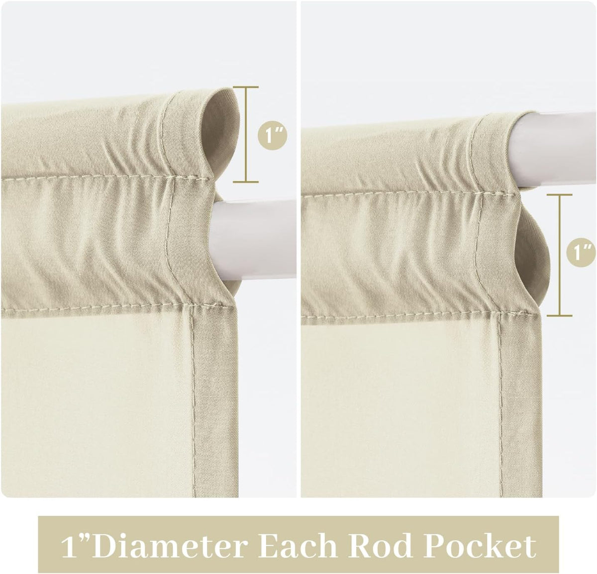 MIULEE Non-See-Through Ivory Sidelight Curtains 2 Panels 26 x 40 inches