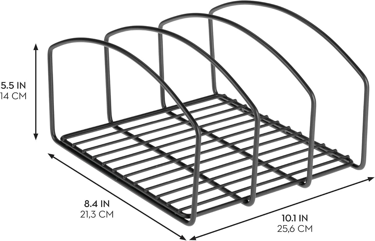 iDesign 3-Section Cookware Organizer for Cabinet - Cookware Organizer or Bakeware Organizer - Matte Black