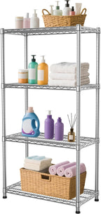 4- Shelf Heavy Duty Metal Wire Shelving Unit Adjustable Industrial Storage Rack Steel Commercial Grade Shelving Standing Shelf organize 2200LBS,for Laundry Bathroom Kitchen Closet 14"Dx24"Wx47"H
