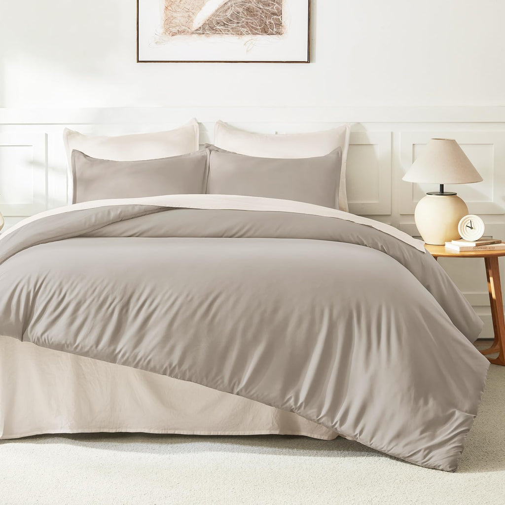 Litanika Queen Comforter Set, 3 Pieces Lightweight Solid Bed Set