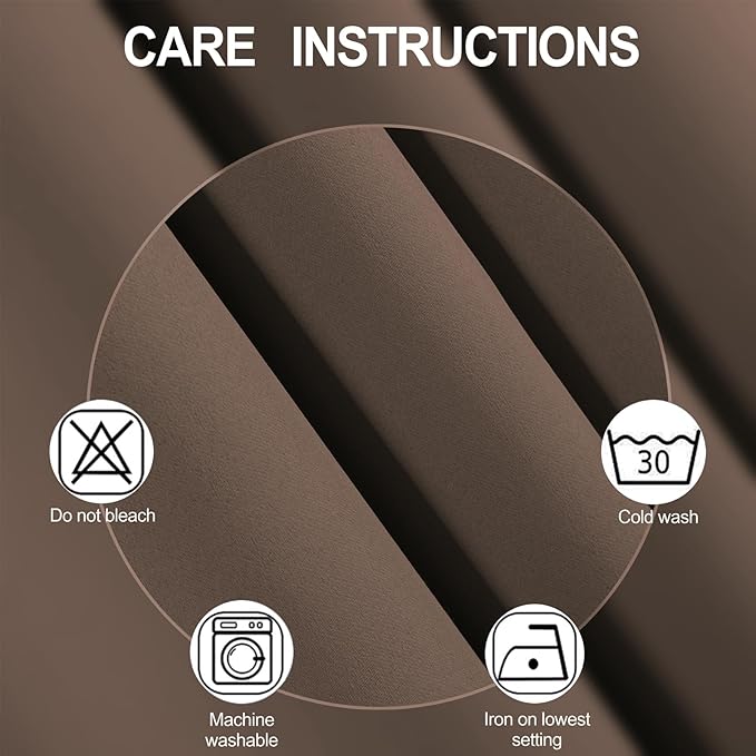 LEMOMO Blackout Curtains 52 x 120 Inch Long Chocolate Curtains Set of 2 Panels - Image 4