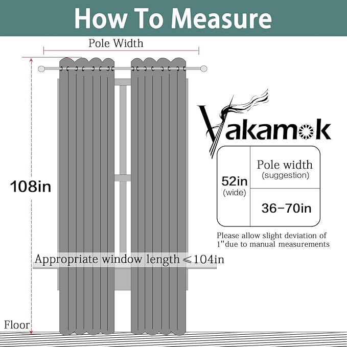 Yakamok Gray 100% Blackout Curtains Energy Saving Thermal Insulated 2 Thick - Image 7