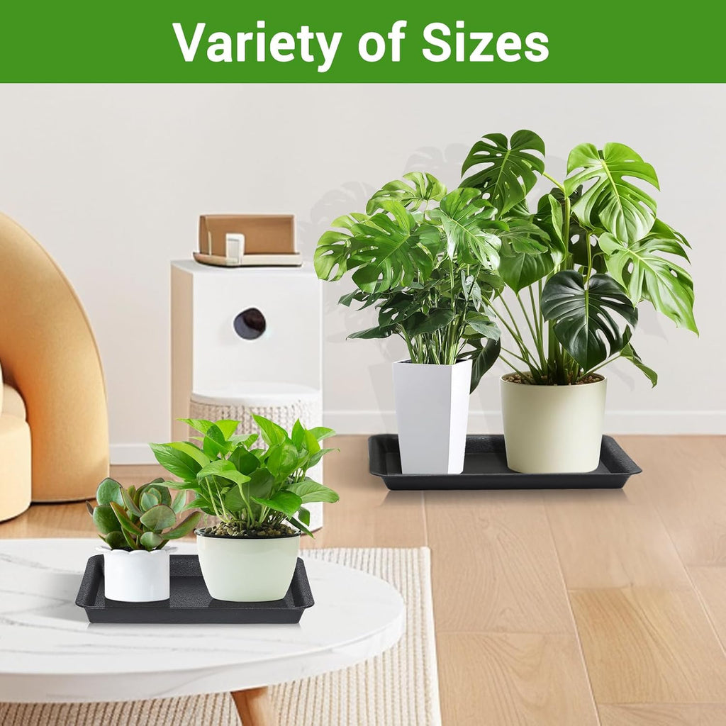Greaner Black Plastic Plant Saucer, 17 Inch Trays for Plants, Flower Pot No Holes Plant Drip Trays, Heavy Duty Plastic Plant Saucers for Indoors Outdoors