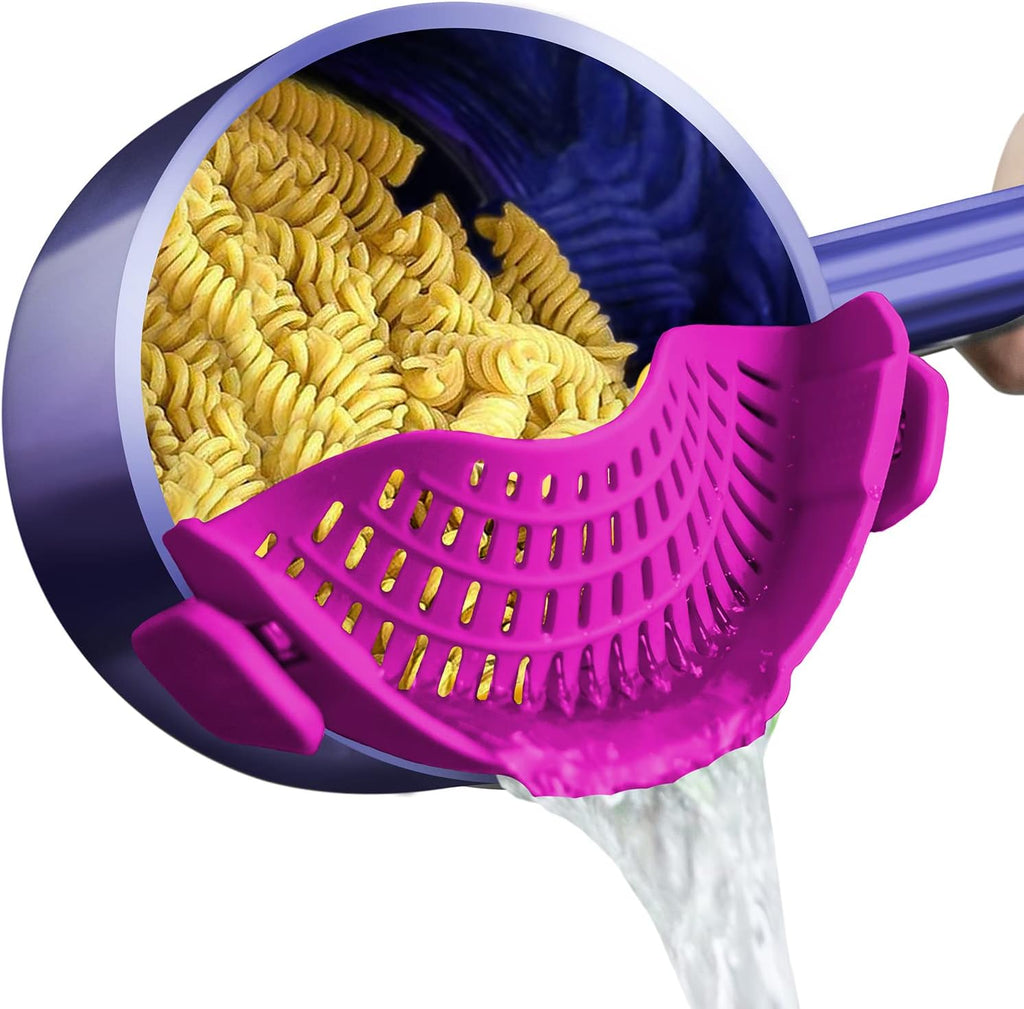 AUOON Clip On Strainer Silicone for All Pots, Standard 8.86 x 3.55in, Black
