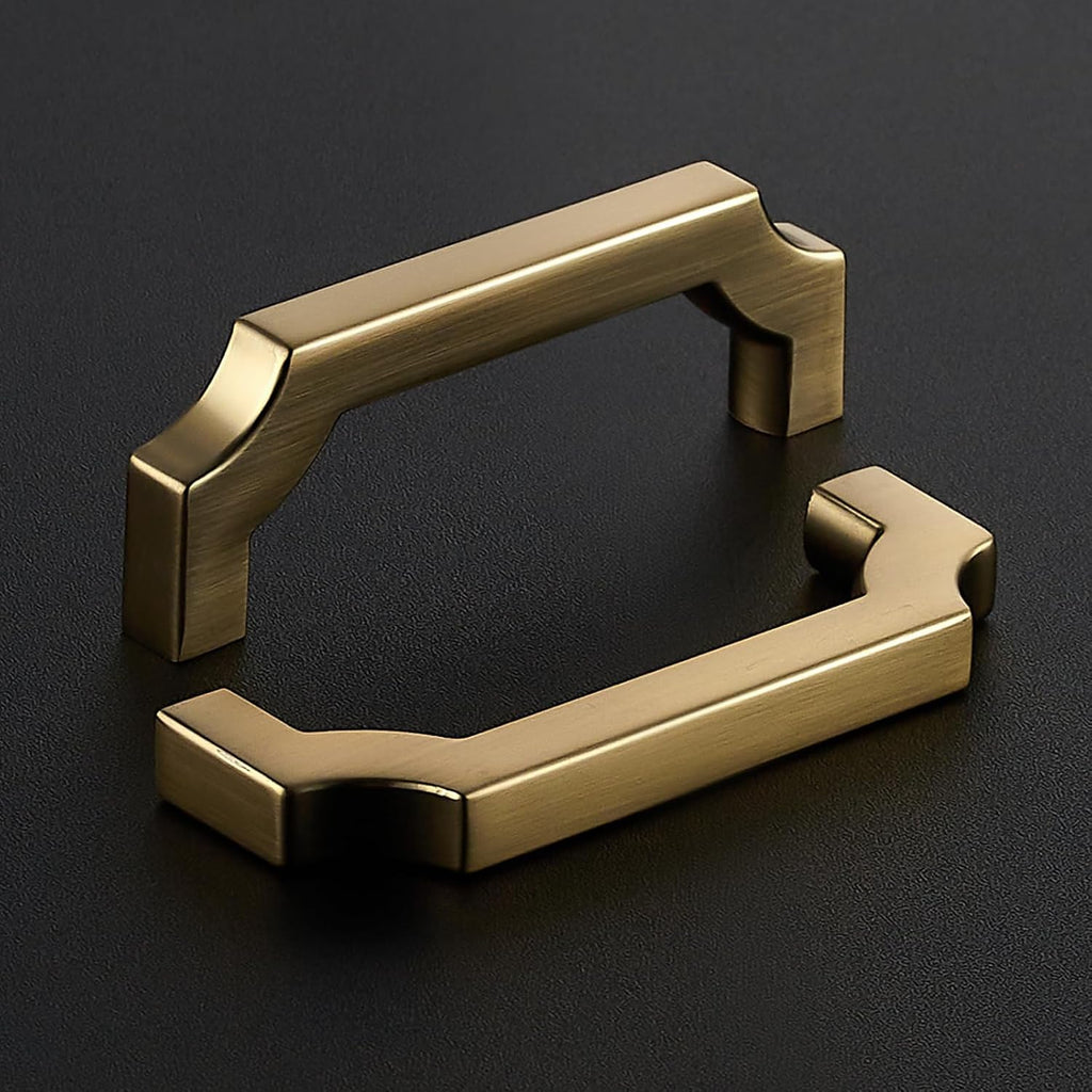 5 Pack Brushed Brass Cabinet Handles, 3" Solid Kitchen Drawer Pulls