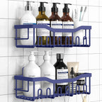 EUDELE 2 Pack Shower Caddy, Adhesive Organizer for Bathroom & Kitchen Storage, No Drilling, Rustproof Stainless Steel Shelf Organizer