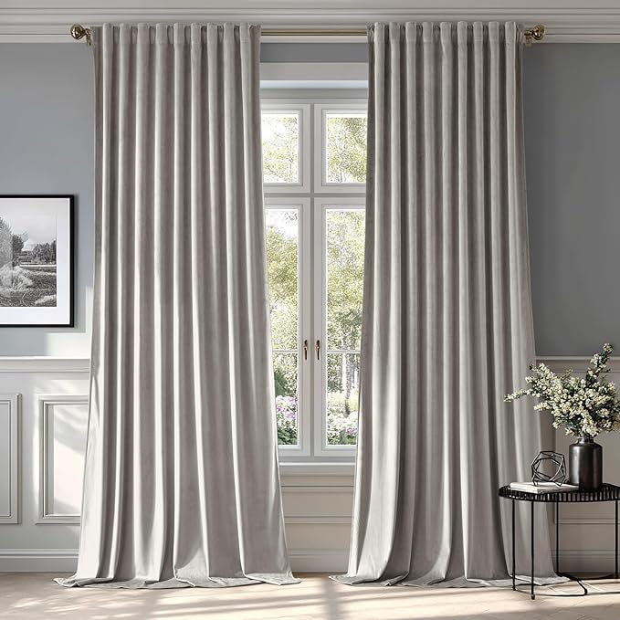 MIULEE Silver Gray Velvet Curtains 108 inches by MIULEE