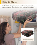 Area Rugs 5'x7' Washable Non-Slip, Floral Vintage Distress Print Pattern - Image 5