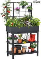 Metal Raised Garden Bed with Trellis & Legs