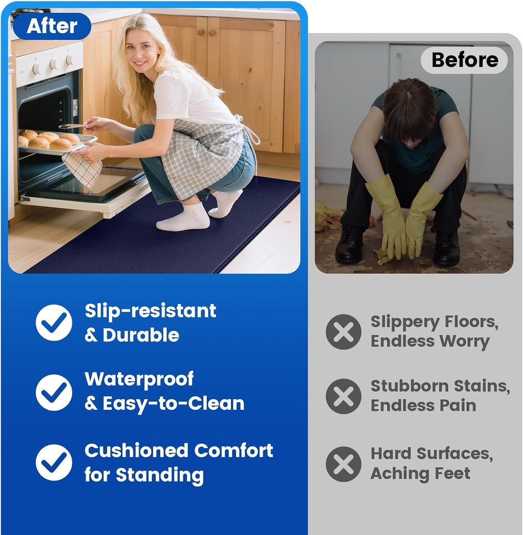 KitchenClouds Kitchen Mats for Floor,3PCS Cushioned Soft Kitchen Rugs