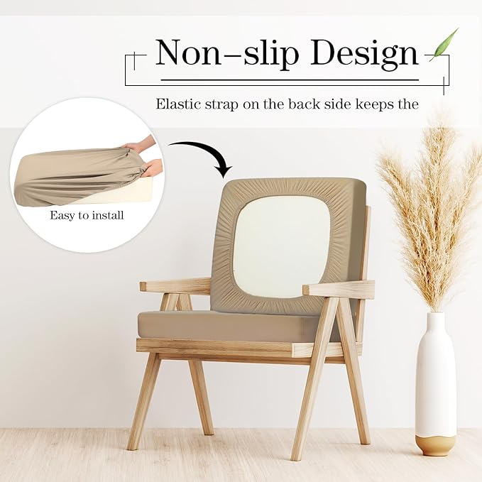 Newwiee Set of 4 Stretch Patio Cushion Covers Sofa Couch Seat Chair Slipcovers - Image 4
