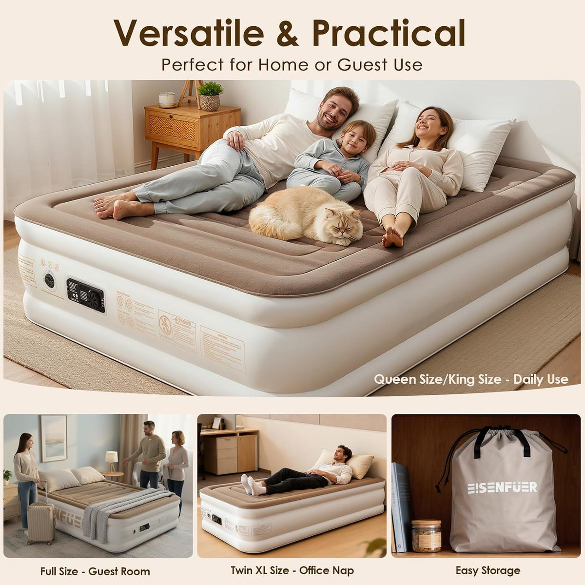 Air Mattress Queen with Built-in Pump, 18"Raised Blow Up Mattress