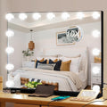 Moonee Vanity Mirror with Lights, Black Hollywood Lighted Makeup Mirror with 15 Dimmable Bulbs and 10X Magnification, 3 Colors Modes, Aluminum Metal Frame, Light Up Mirror for Tabletop/Wall（23" x 18"）
