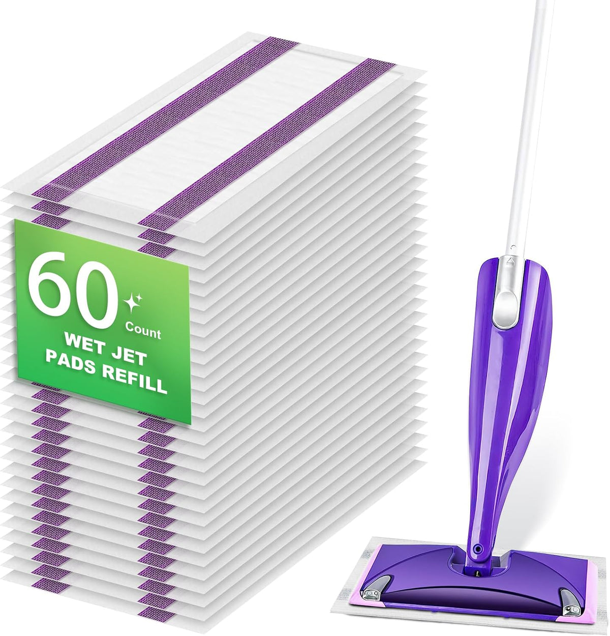 60 Pack for Swiffer Wet Jet Pads for Swiffer Wet Jet Mop
