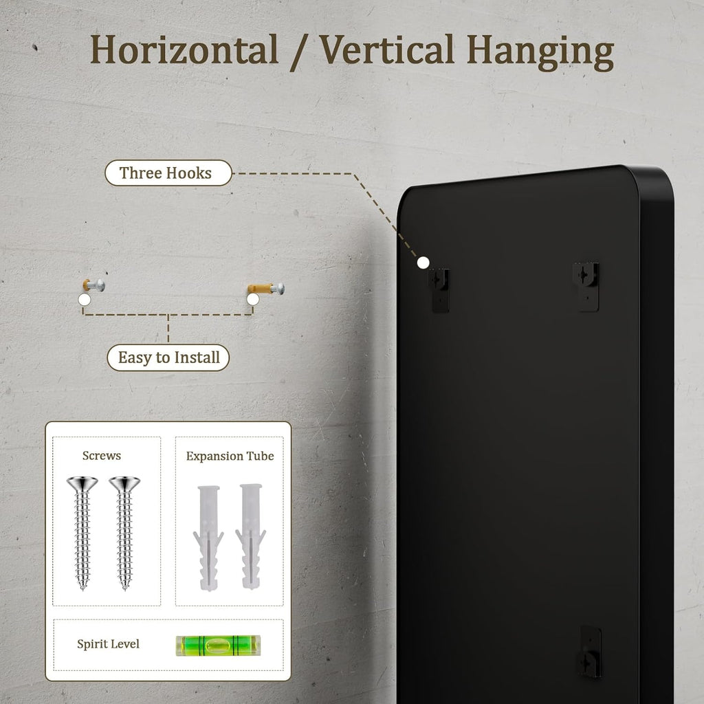 VooBang Bathroom Mirror 24"x32", Black Gorgeous Deep Frame Wall Mirror