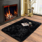 Soft Runner Rugs for Bedroom Hallways, 2x3 Black Fluffy Shag Throw Area Rug Non - Image 3