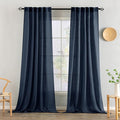 MIULEE Navy Blue Linen Curtains 108 Inch Length 2 Panels by MIULEE