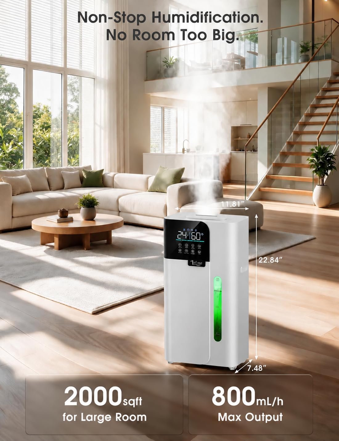 18L/4.75Gal Smart Humidifier Large Room 2000 ft² Humidifier for Bedroom