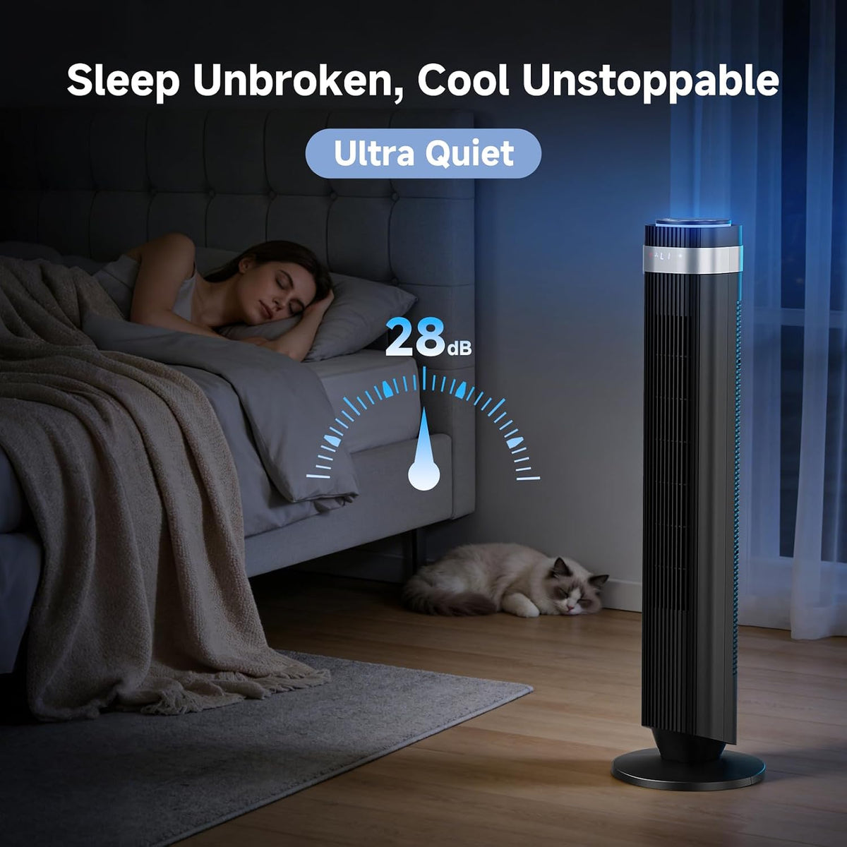 Tower Fan, Oscillating Standing Fans for Bedroom Home Office