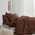 Love's cabin Full Comforter Set, 7 Pieces Bed in a Bag, Brown