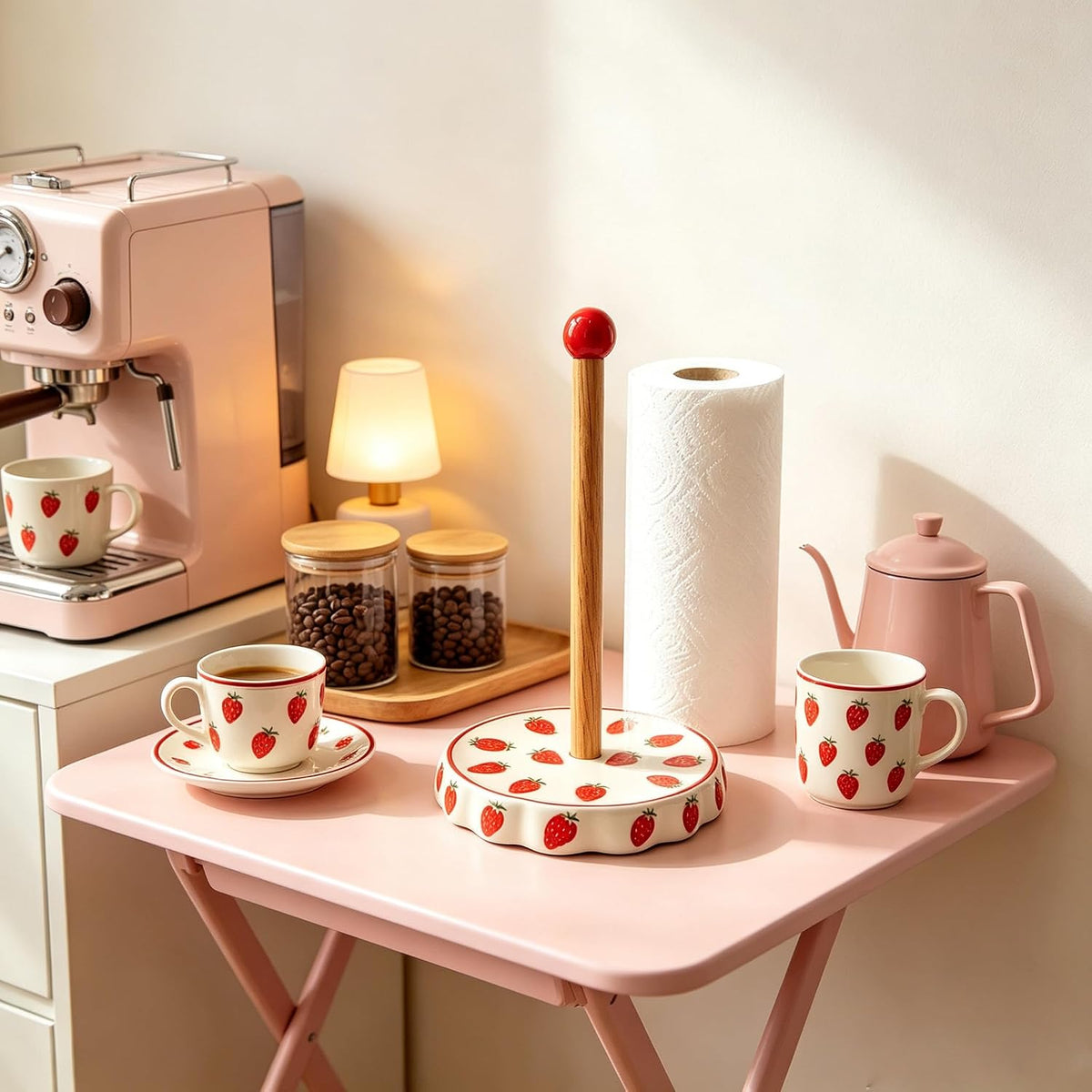 Ceramic Strawberry Paper Towel Holder Countertop Cute Kitchen Accessories