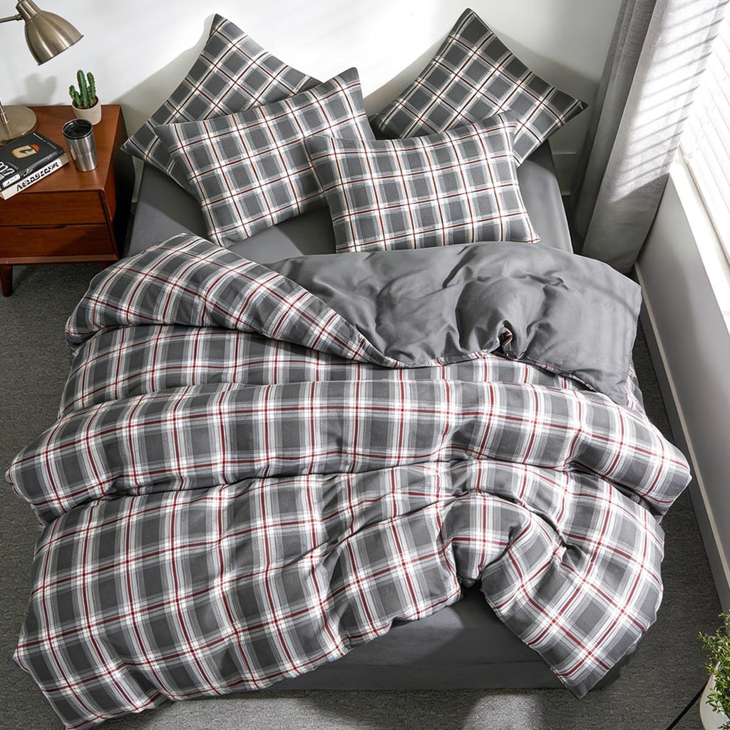 Blue Plaid Twin Comforter Set Pink Bow, Soft Microfiber Bedding