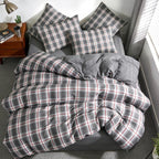Blue Plaid Twin Comforter Set Pink Bow, Soft Microfiber Bedding