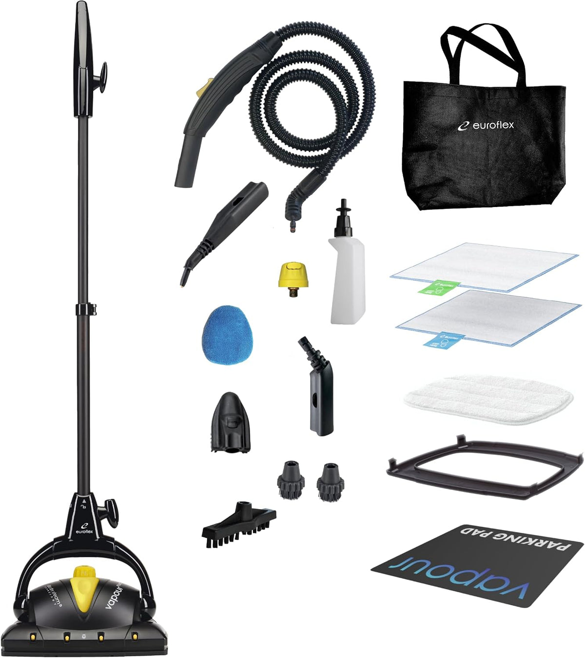 Euroflex Vapour Plus Premium Steam Mop with Floor Care Kit, 18-Piece Set