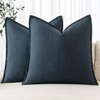 MIULEE Decorative Linen Euro Sham Pillow Covers 26x26 Navy Blue ​Boho by MIULEE