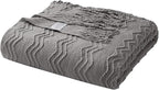 BOURINA Dark Grey Throw Blanket 50 x90 Inches Throw Textured Solid Soft Sofa - Image 6